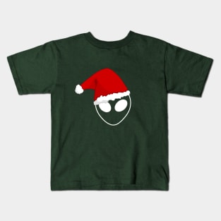 Alien Christmas, Sci Fi, Alien Head, Santa Hat, UFO, Roswell, Martian, Little Green Men, Extraterrestrial, Christmas Space Kids T-Shirt